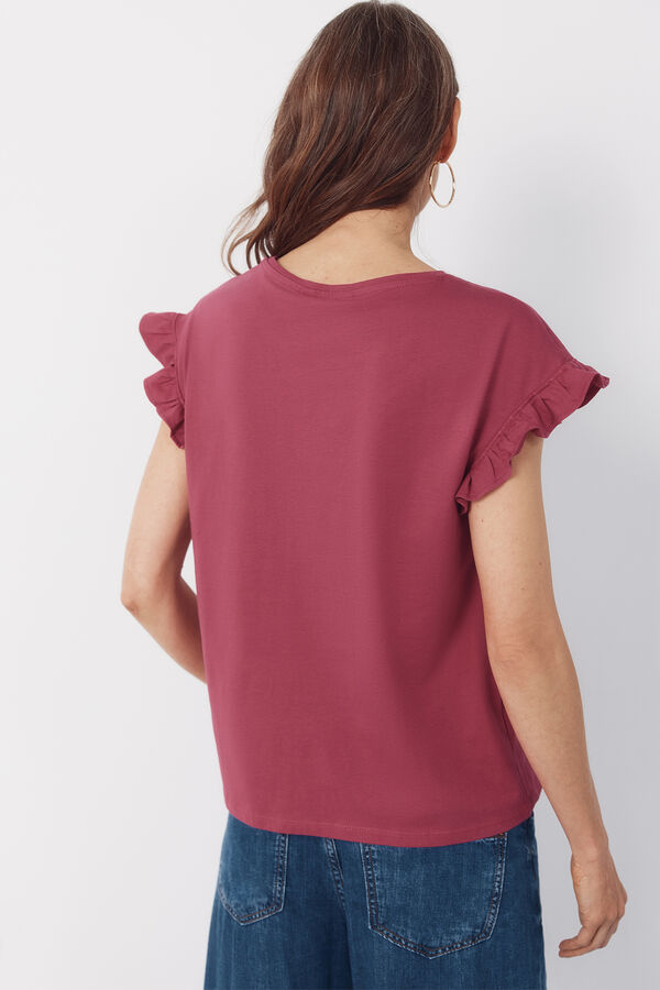 Cortefiel Essential ruffle t-shirt Pink
