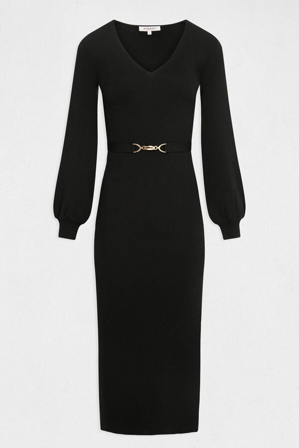 Morgan Vestido longo de malha justa Preto