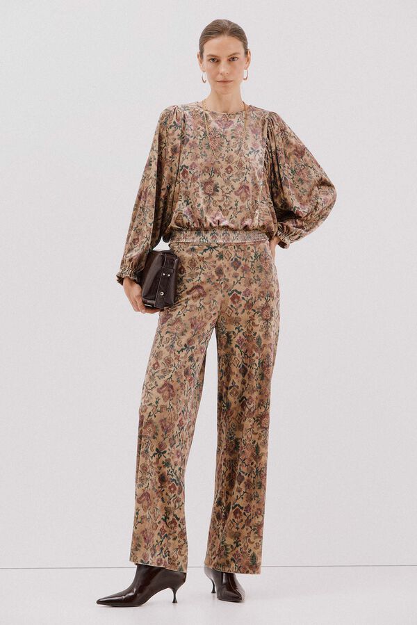 Cortefiel Printed velvet blouse Yellow