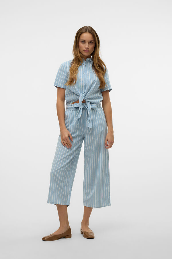 Vero Moda Calças largas às riscas Azul