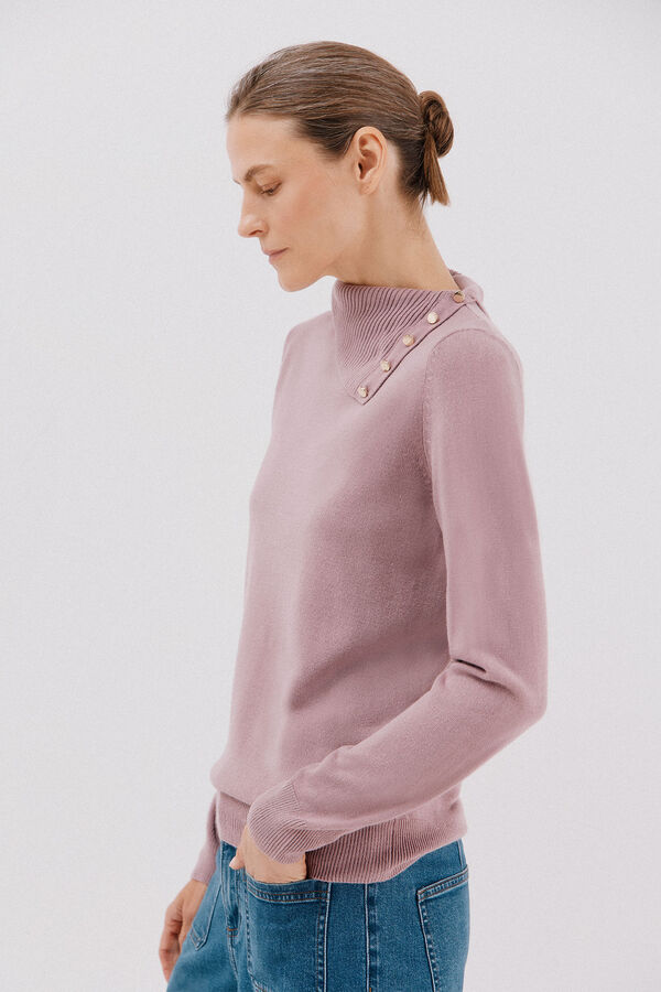 Cortefiel Button neck jumper Lilac