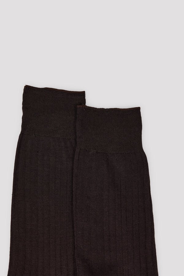 Cortefiel Plain dress sock Dark brown