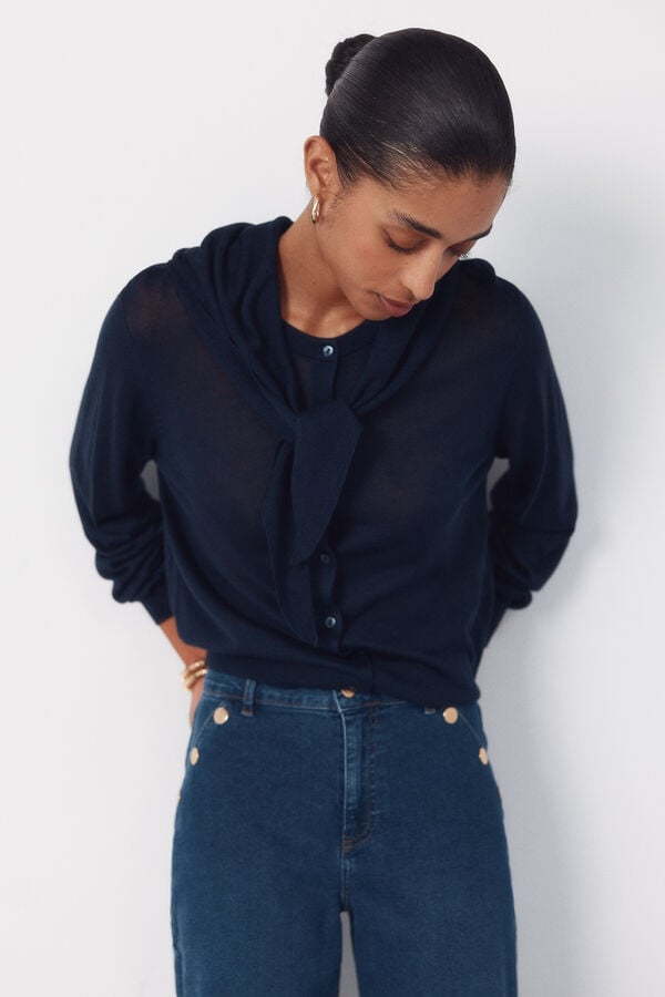Cortefiel Jersey-knit basic jacket Navy