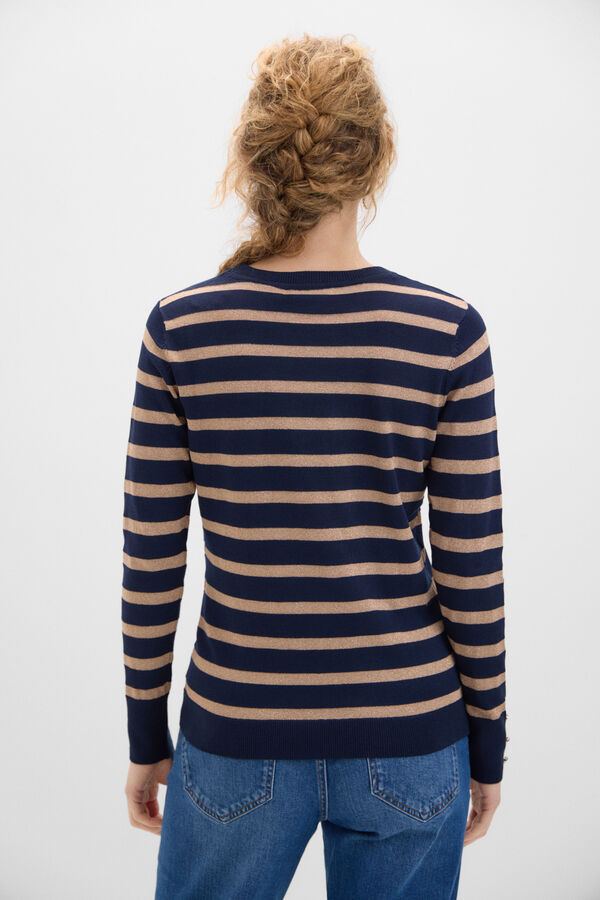 Cortefiel Metallic striped jumper Navy