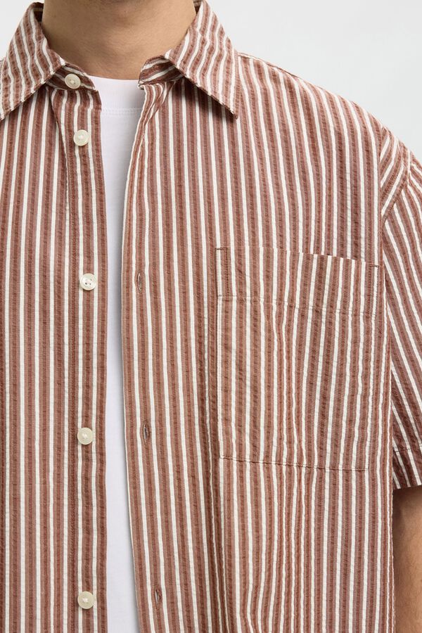 Selected Camisa tejido estructura manga corta Rojo