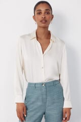 Cortefiel Satin-finish shirt Ivory