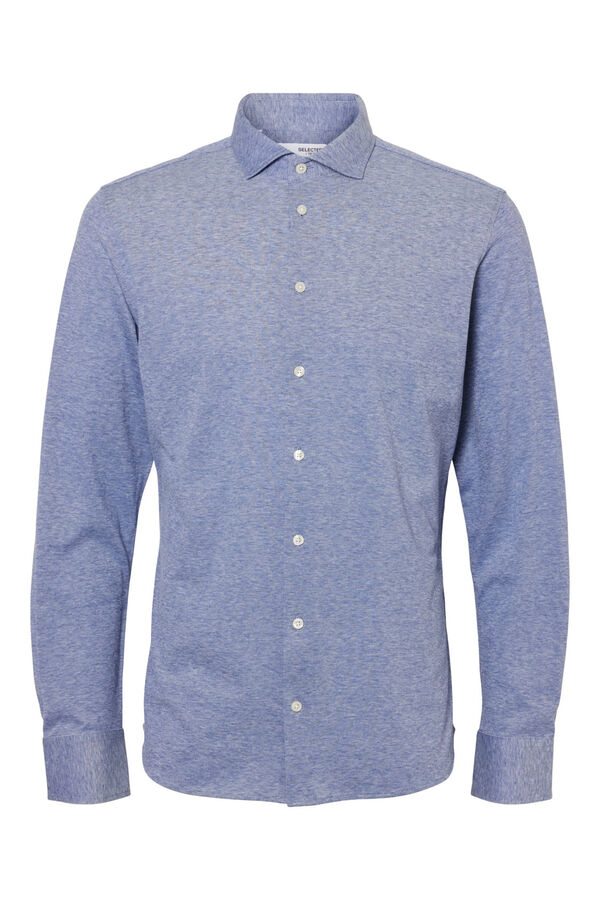 Cortefiel Camisa de piqué 100% algodón azul