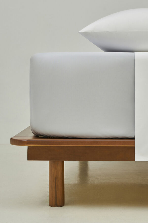 Bassols Lençol de algodão com elástico de 200 fios Cinzento