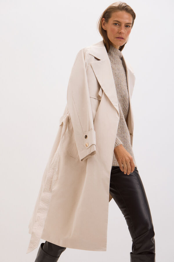 Cortefiel Long trench coat Ivory