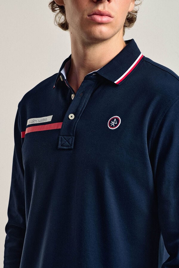 Valecuatro Polo Valecuatro masculino modelo bandeira azul marinho Azul