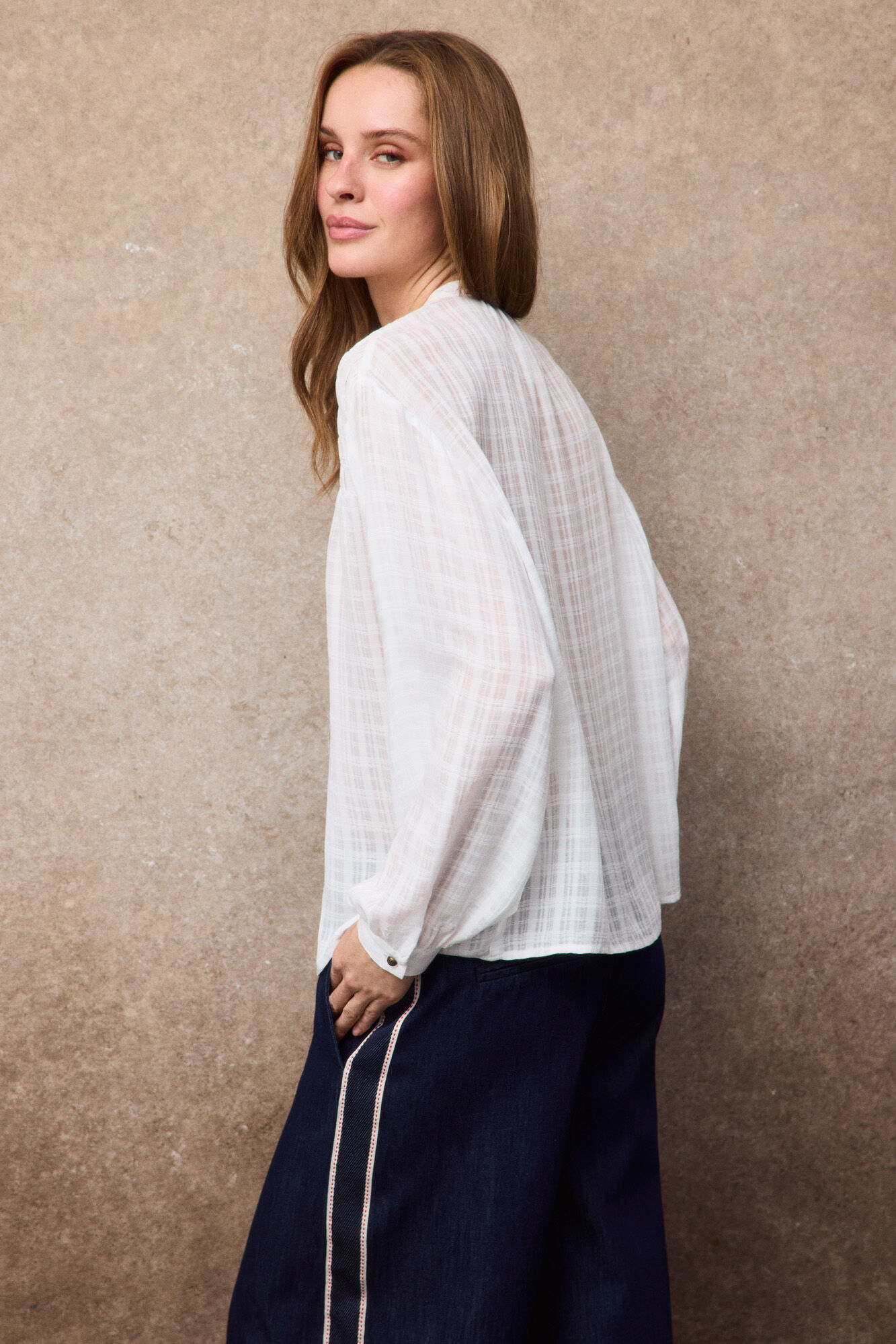 Slowlove Blusa frunce abullonada