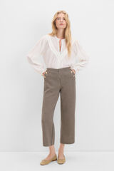 Cortefiel Cropped trousers with buttons Printed white