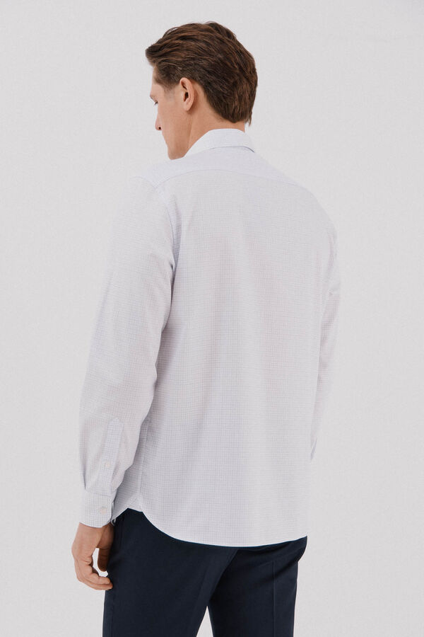 Cortefiel Easy-iron checked dress shirt Blue