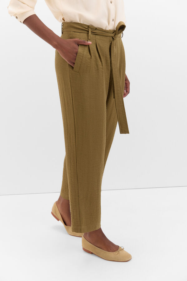 Cortefiel Floaty pleated trousers Kaki