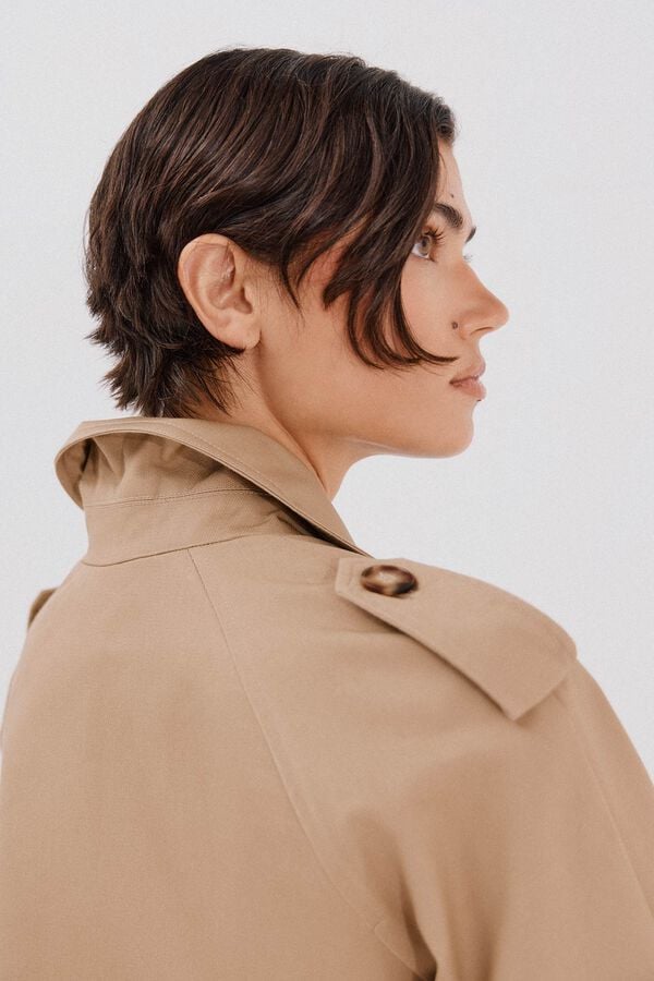 Cortefiel Long trench coat Beige