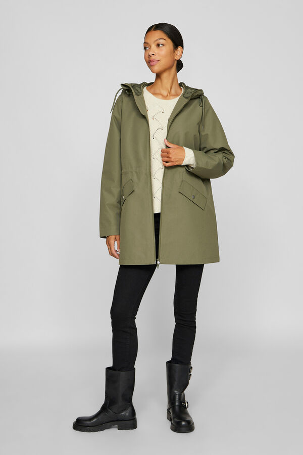 Cortefiel Parka 3/4 con capucha Verde