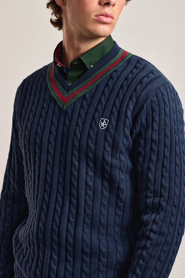 Valecuatro Valecuatro navy blue cross-knit jersey Navy