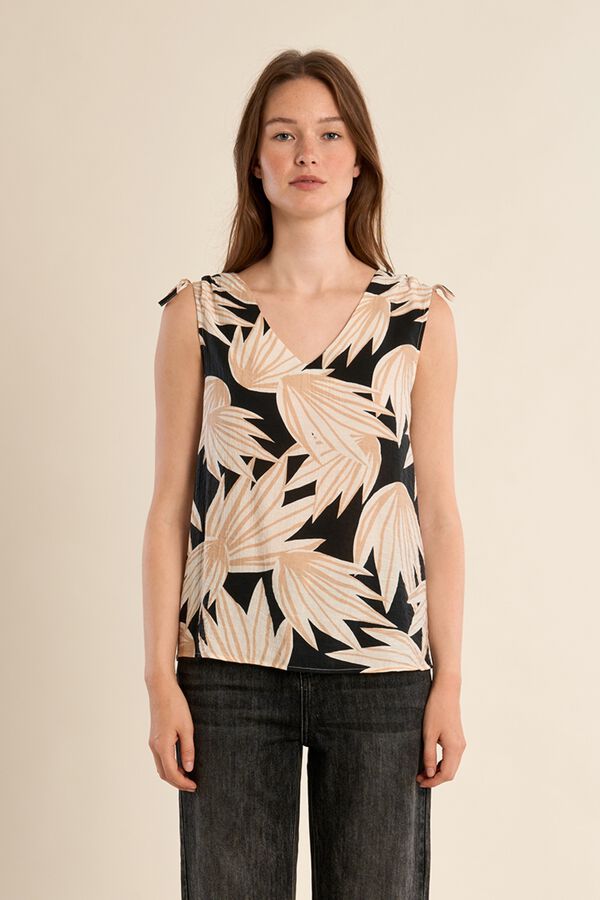 Molly Bracken Top de mulher sem mangas com la&ccedil;ada Preto