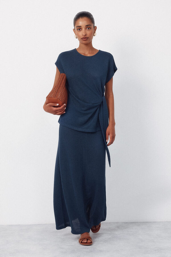 Cortefiel Camiseta aspecto r&uacute;stico nudo Azul marino