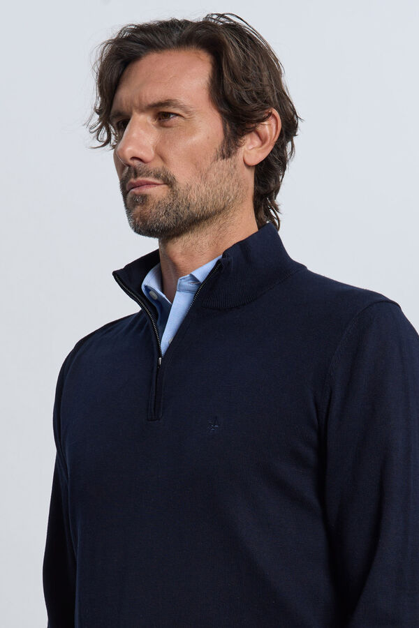 Valecuatro Camisola azul marinho com meia fecho-&eacute;clair Azul