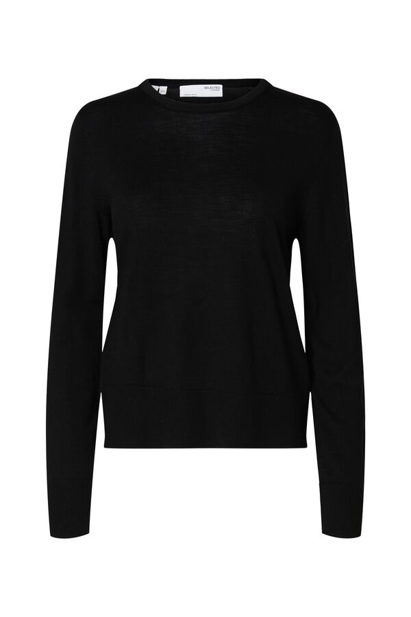 Selected Camisola 100% l&atilde; merino Preto