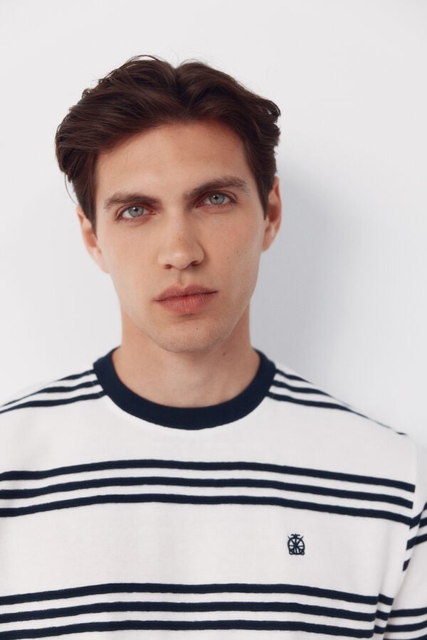 Cortefiel Striped structure T-shirt White