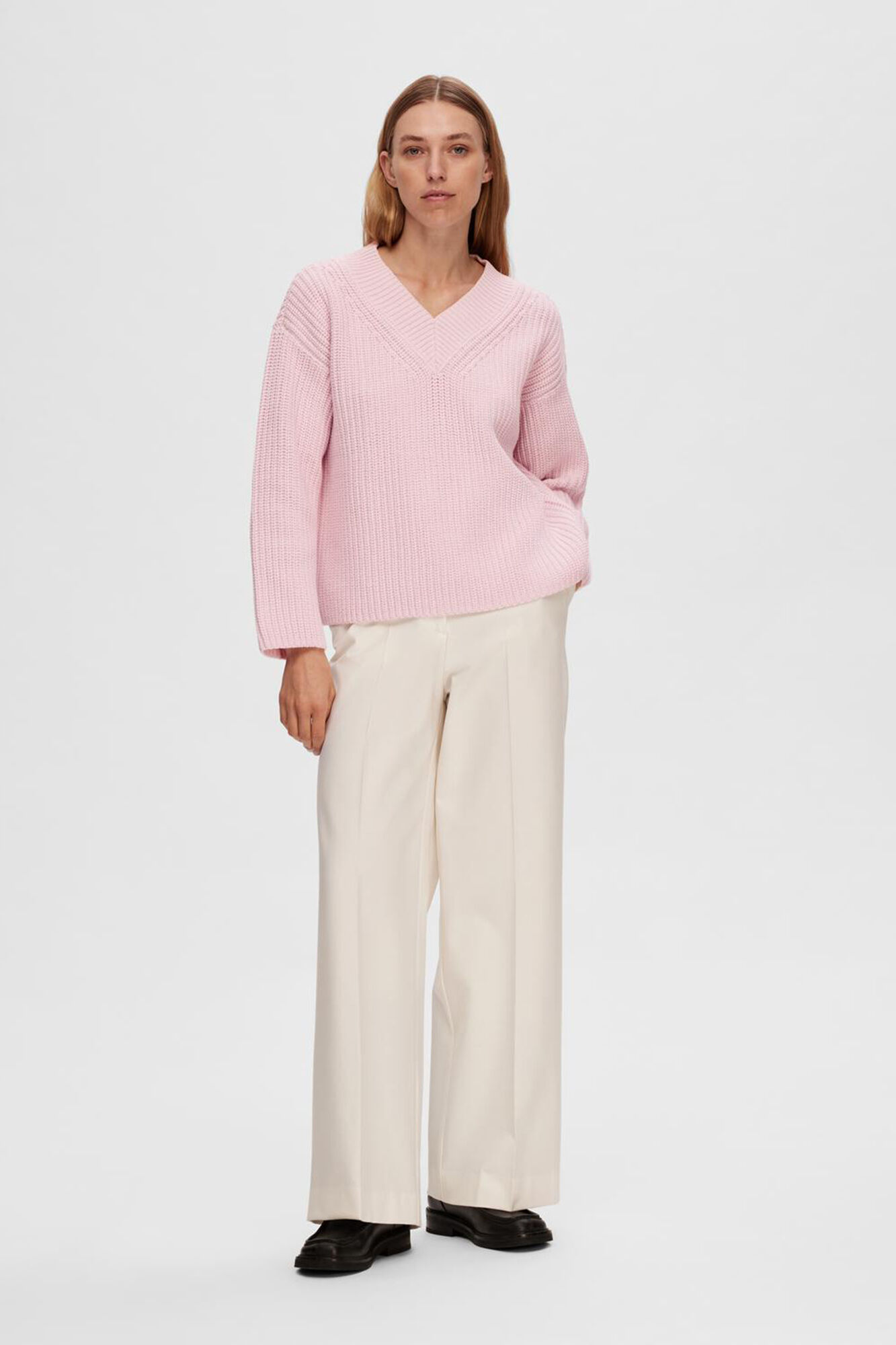 Jersey con cuello de pico de algodon Jerseis y cardigans de mujer Cortefiel