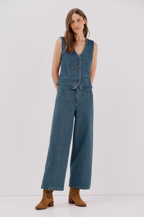 Cortefiel  textured marine trousers Blue