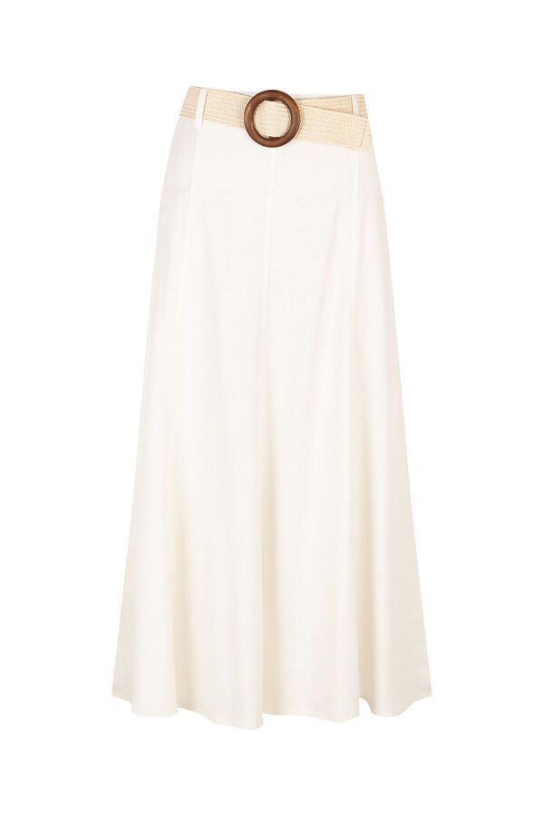 Cortefiel Flared skirt with belt White