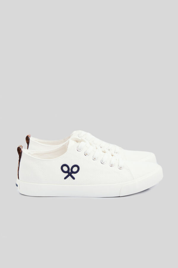 Cortefiel White dyed canvas trainers White