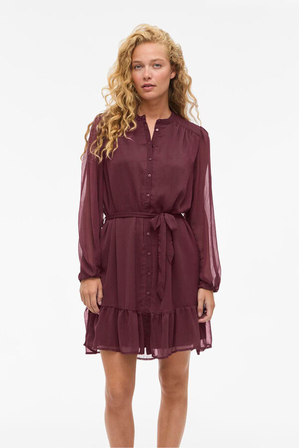 Vila Vestido corto de gasa Vino