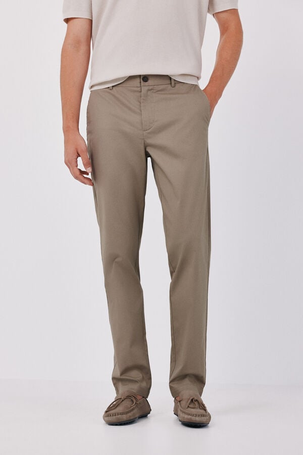 Cortefiel Print regular chinos Brown