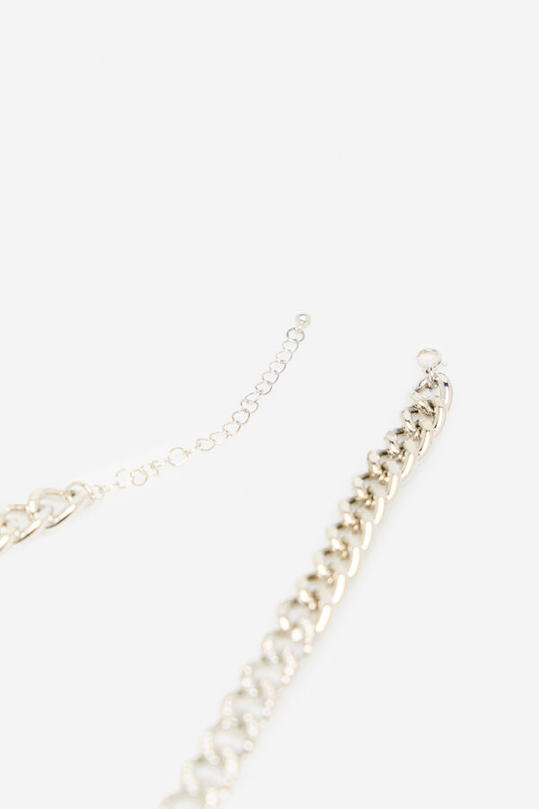 Cortefiel Strass chain necklace Grey