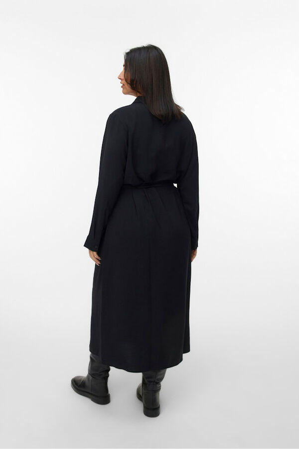Vero Moda Curve Vestido camisa midi plus size Preto