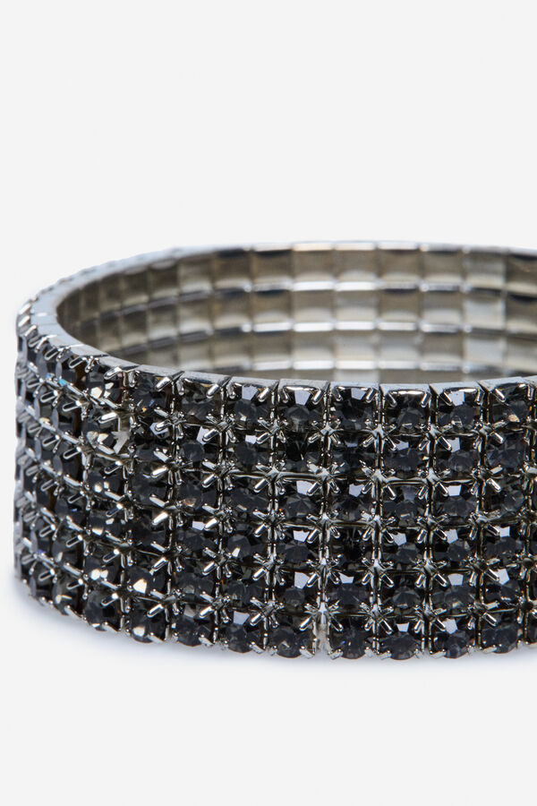 Cortefiel Pulsera elástica strass Gris