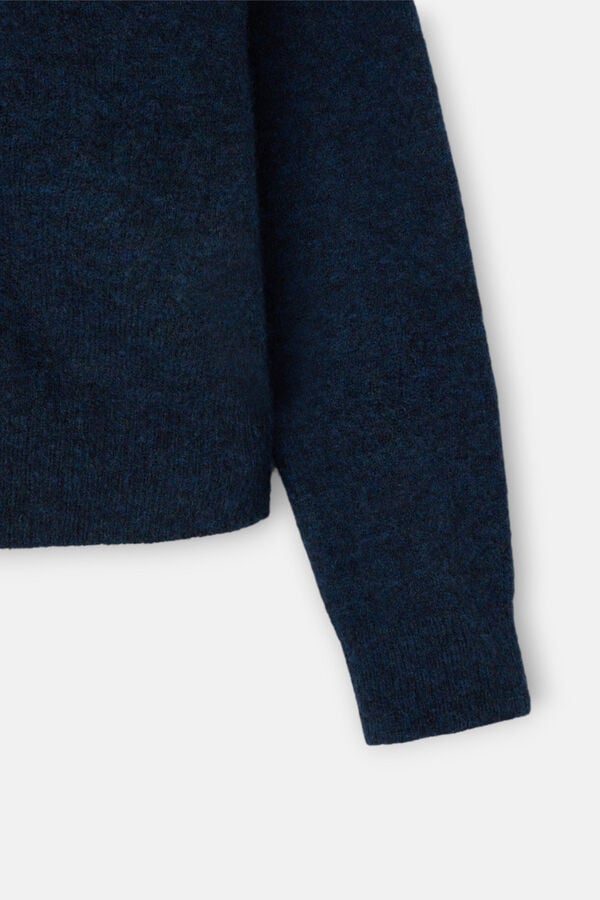 Silbon Casaco de malha com gola gola contrastante Azul