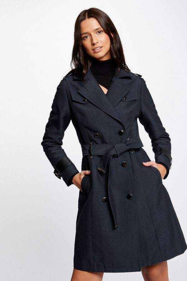 Trench coat with faux leather details | Women's coats and parkas ...