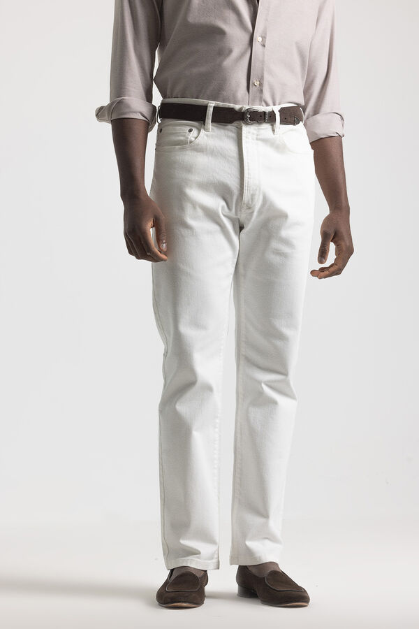 Cortefiel Denim high waist trousers White