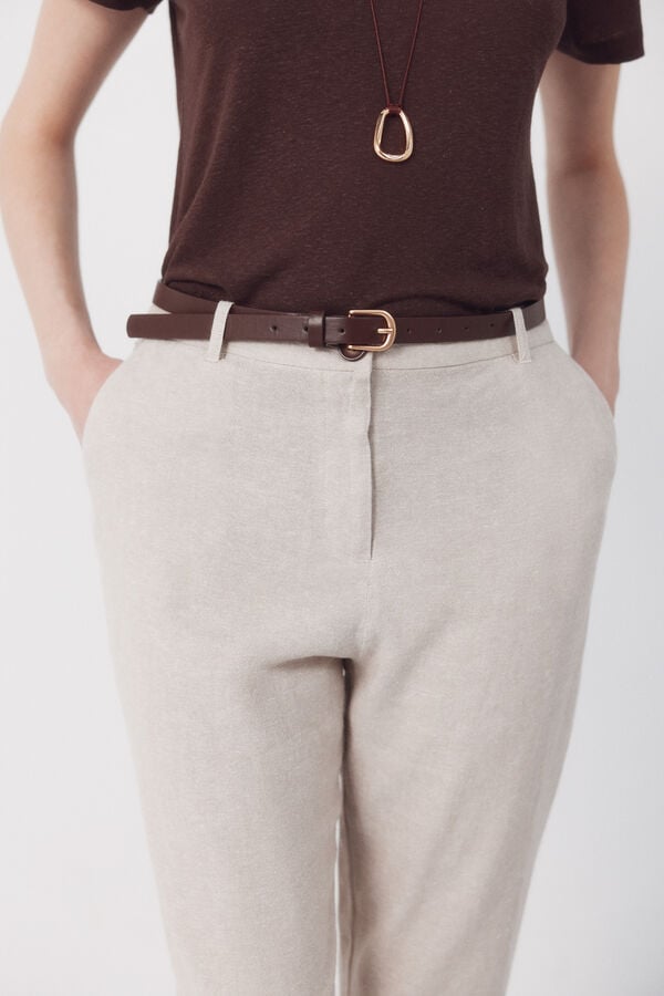 Cortefiel Linen trousers Nude