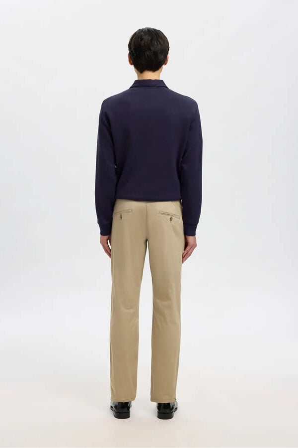 Selected Calça calças chino slim fit feita de algodão orgânico  Tostado