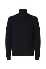 Selected Jersey cuello alto 100% algodón orgánico Azul marino