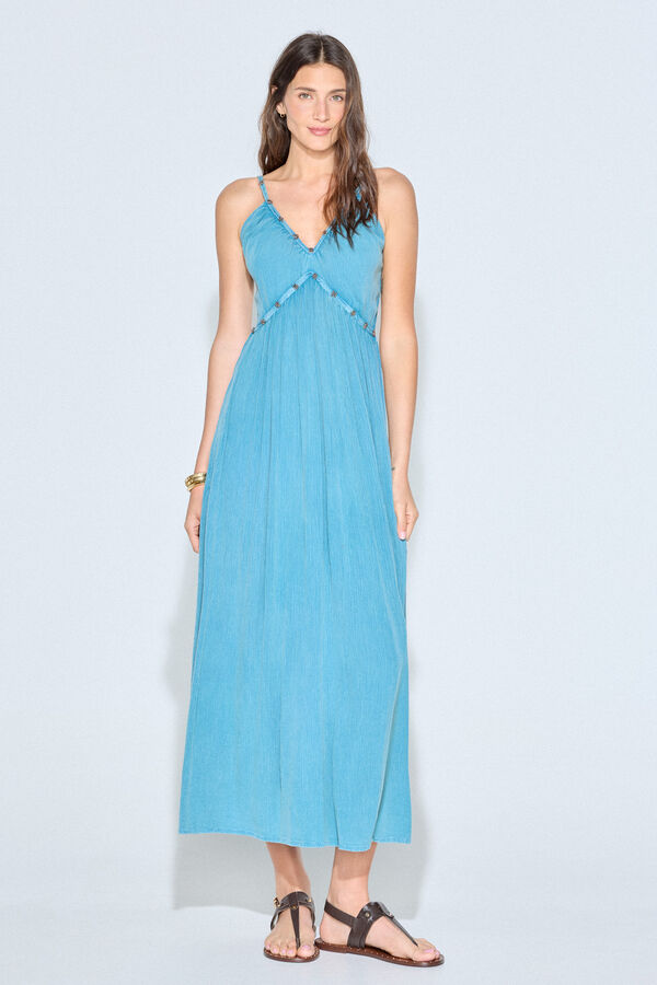 Slowlove Vestido largo de tirantes Azul