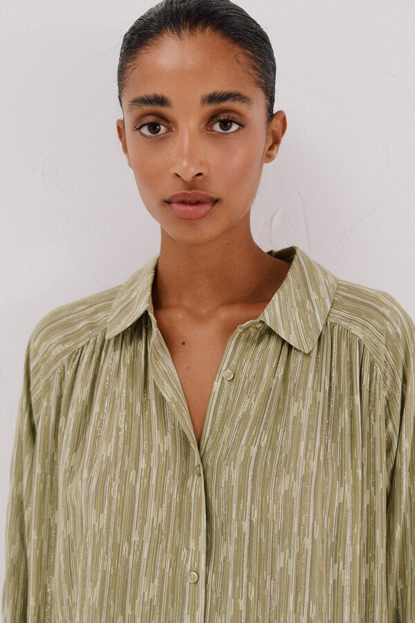 Cortefiel Blusa fluida estampada lurex Printed green
