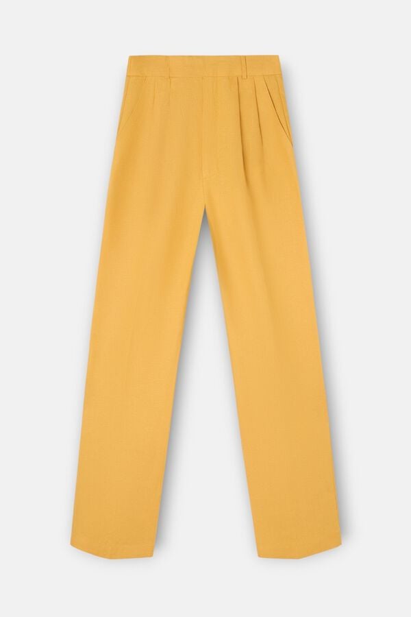 Silbon Pantalon recto lino Amarillo