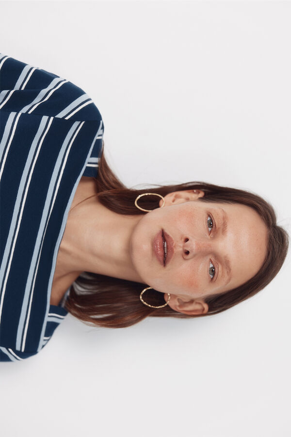 Cortefiel Boat neck t-shirt Blue