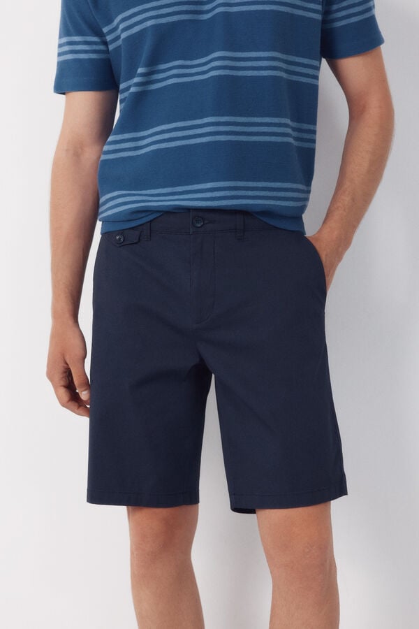 Cortefiel Printed chino Bermuda shorts Navy