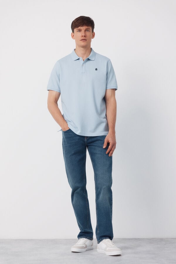 Cortefiel Basic piqué polo shirt Blue
