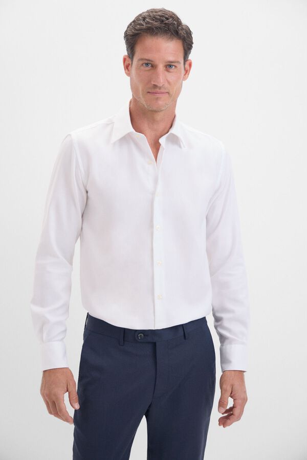 Cortefiel Smooth wrinkle free dress shirt White