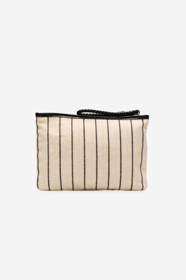 Cortefiel Striped pouch Printed white