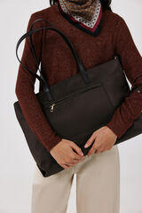 Cortefiel Nylon large shopper bag Dark brown